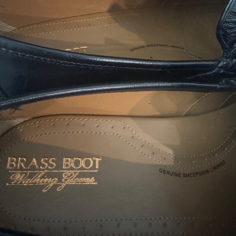 Brass Boot Walking Gloves Men's Black Leather Alligator Print Loafers Size 11.5M - Picture 11 of 12